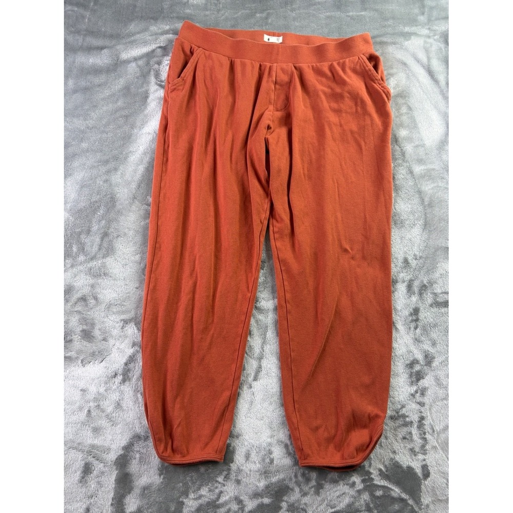 Pact Womens Knit Jogger Sweatpants XL Rust Orange Tapered Leg Elastic Waist